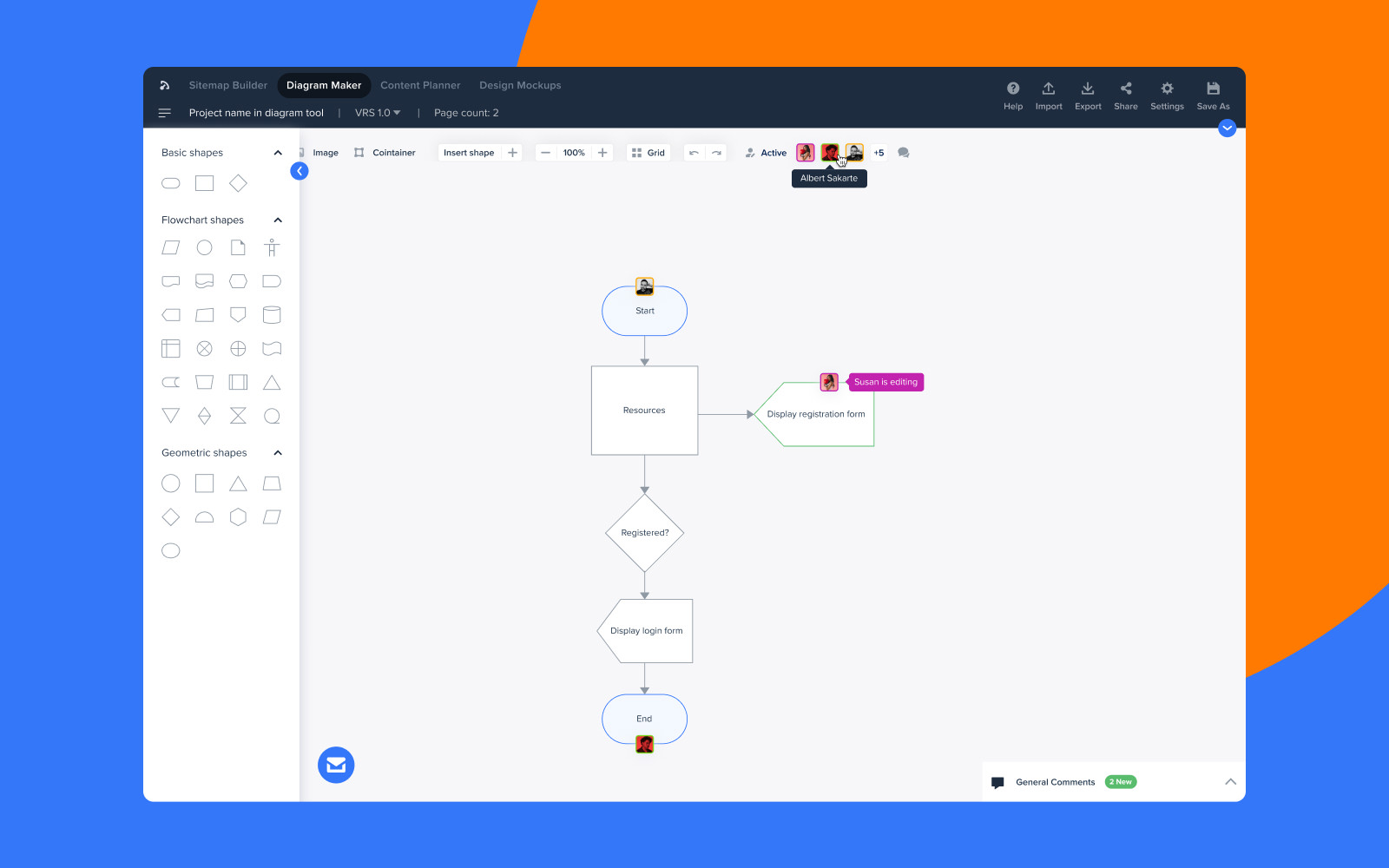 Diagram Maker of the Slickplan Web App