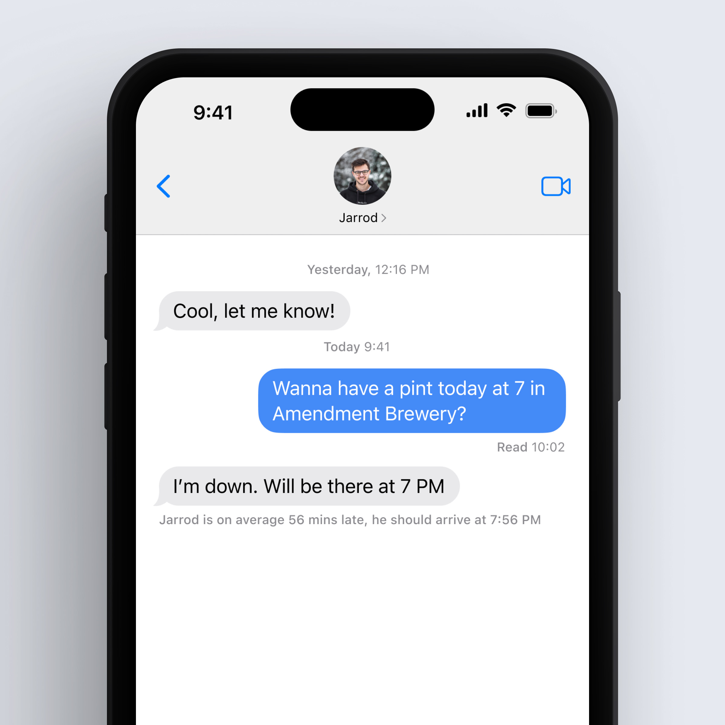 An image of iMessage conversation showing your friend’s ETA
